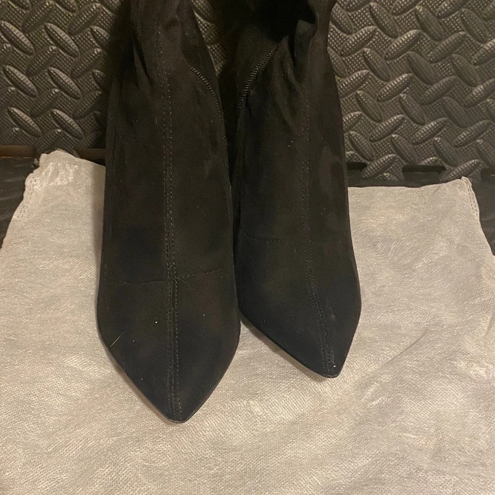 NWOB - EGO Fiona Pointed Toe Stiletto Ankle Boots in Black Lycra – Size 11US/9UK - Picture 9 of 12